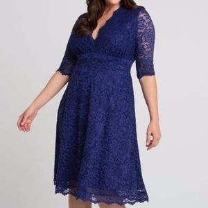 Kiyonna Mademoiselle Lace Dress SAPPHIRE BLUE! EUC